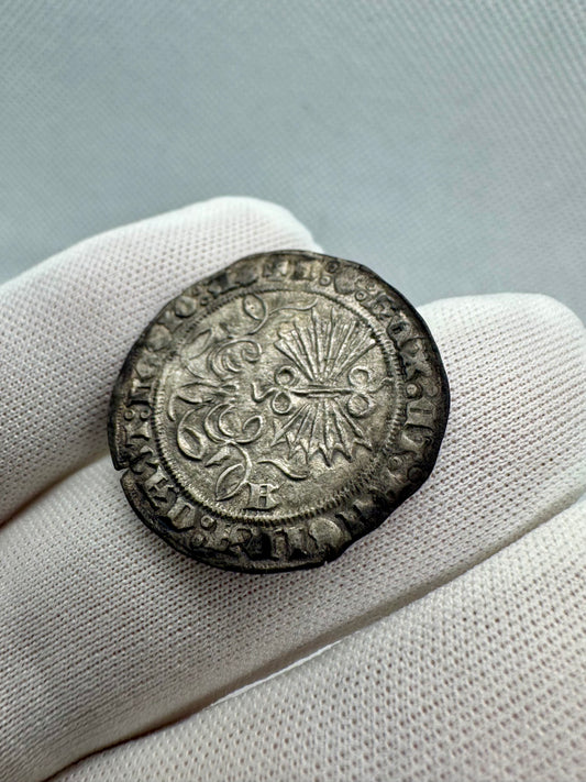 Reyes Católicos (1474-1504). 1 real. Burgos. (Cal-301). Ag. 3,30g.