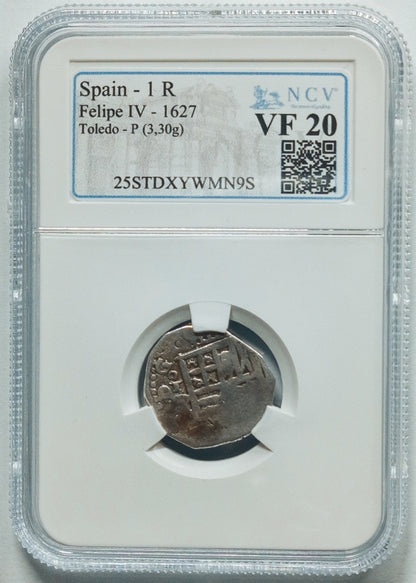 Felipe IV (1621-1665). 1 real. 1627. Toledo. P. (AC-807). (Jarabo-Sanahuja-C785). Ag. 3,30g.