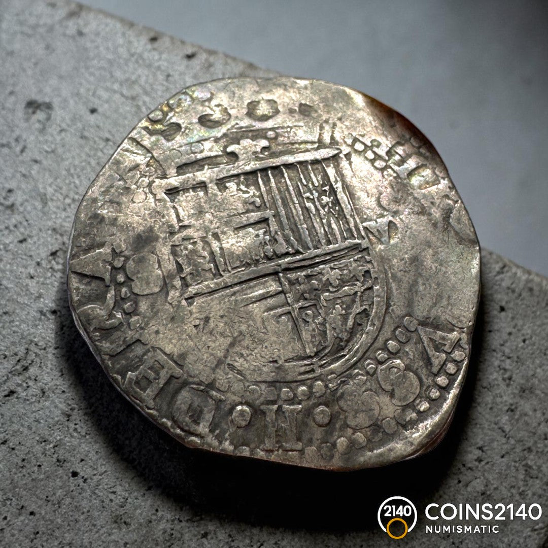 Felipe II (1566-1598). 8 reales. Sin Fecha. Sevilla. D cuadrada. (Cal-720). (Jarabo-Sanahuja-A557). Ag. 26,46g.