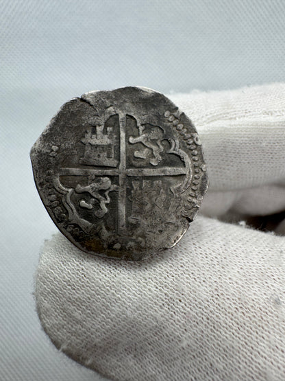 Felipe II (1566-1598). 2 reales. S/F. Toledo. Ⓜ. (Cal-Tipo 432v). (Jarabo-Sanahuja-Tipo A885). Ag. 6,65g.