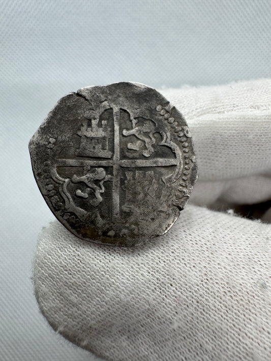 Felipe II (1566-1598). 2 reales. S/F. Toledo. Ⓜ. (Cal-Tipo 432v). (Jarabo-Sanahuja-Tipo A885). Ag. 6,65g.