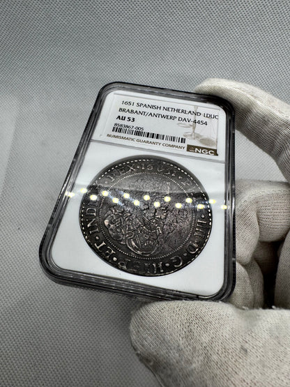 [NGC TOP POP] Felipe IV (1621-1665). 1 ducatón. 1651. Amberes / Antwerpen. (Tauler-2912). (DAV-4454). Ag. 32,26g. NGC AU53.