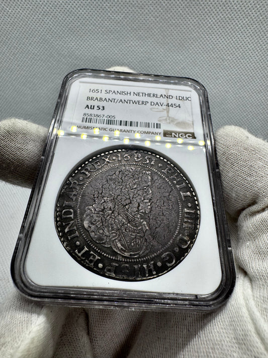 [NGC TOP POP] Felipe IV (1621-1665). 1 ducatón. 1651. Amberes / Antwerpen. (Tauler-2912). (DAV-4454). Ag. 32,26g. NGC AU53.