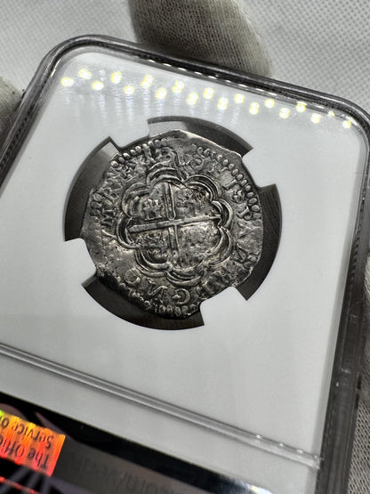 Felipe III (1598-1621). 4 reales. 1610/09. Granada. M. (Cal-727 Mismo Ejemplar). (Jarabo-Sanahuja-B26 Mismo Ejemplar). Ag. 13,84g. NGC AU Details (Cleaned).