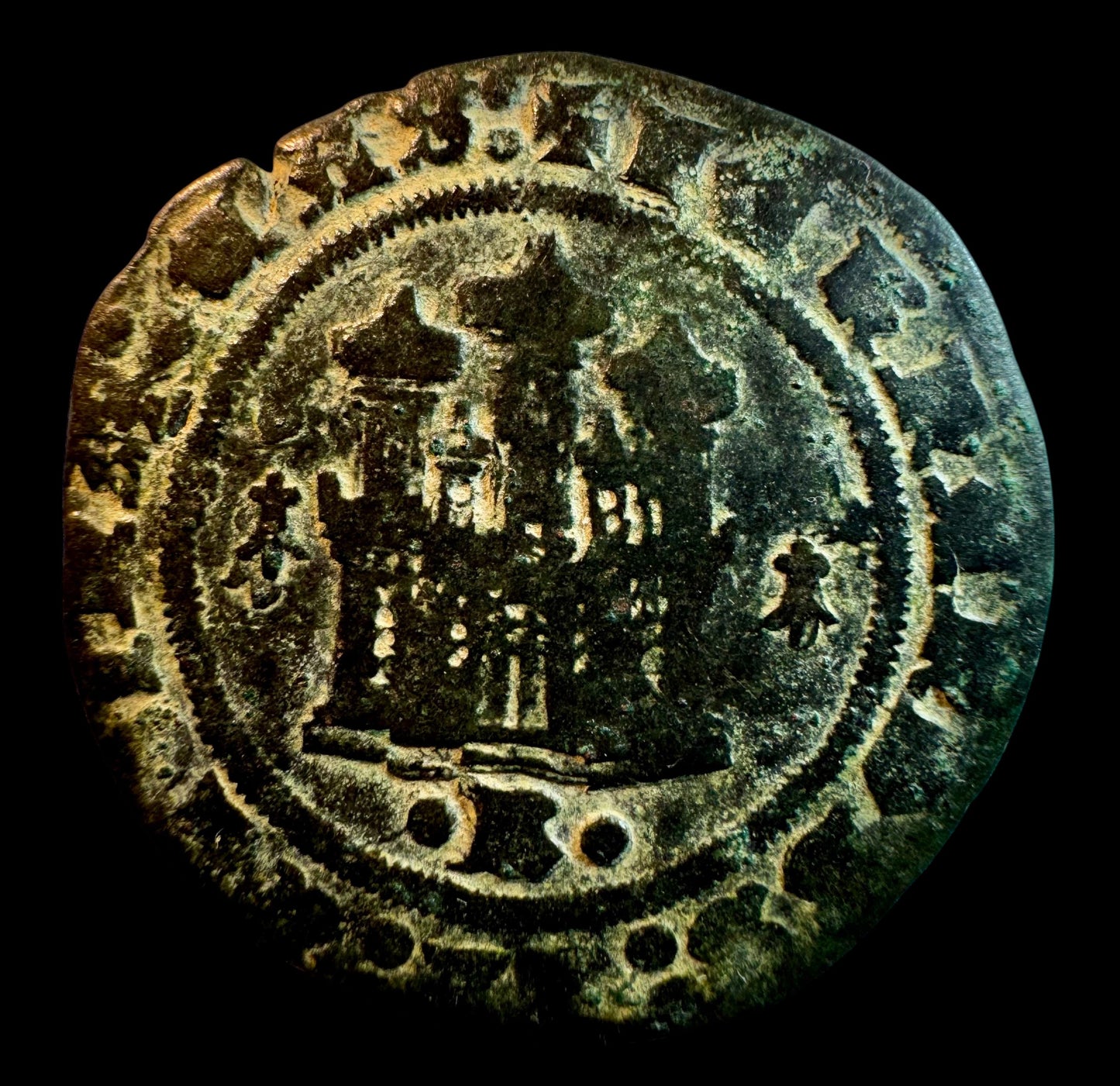 Reyes Católicos (1474-1504). 2 maravedís. Burgos. Armiños. (Cal-66). (Bautista-106) Cu. 3,92g.