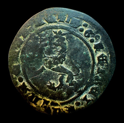 Reyes Católicos (1474-1504). 2 maravedís. Burgos. Armiños. (Cal-66). (Bautista-106) Cu. 3,92g.