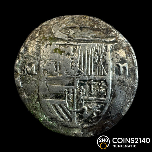 Felipe II (1566-1598). 2 reales. Sin Fecha. Toledo. M. (AC-No cita / Unlisted). (JaraboSanahuja-No cita / Unlisted). Ag. 5,26g.