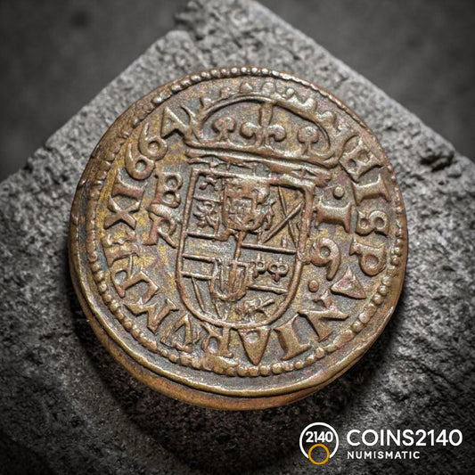 Felipe IV (1621-1665). 16 maravedís. 1664. Burgos. (AC - 441). (JaraboSanahuja - M7). 3,64g.