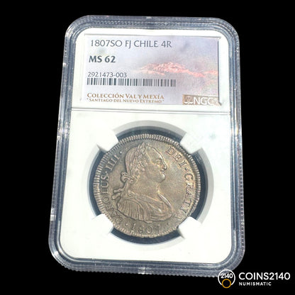Carlos IV (1788-1808). 4 reales. 1807. Santiago. FJ. (AC-871). 13,50g. NGC MS62.