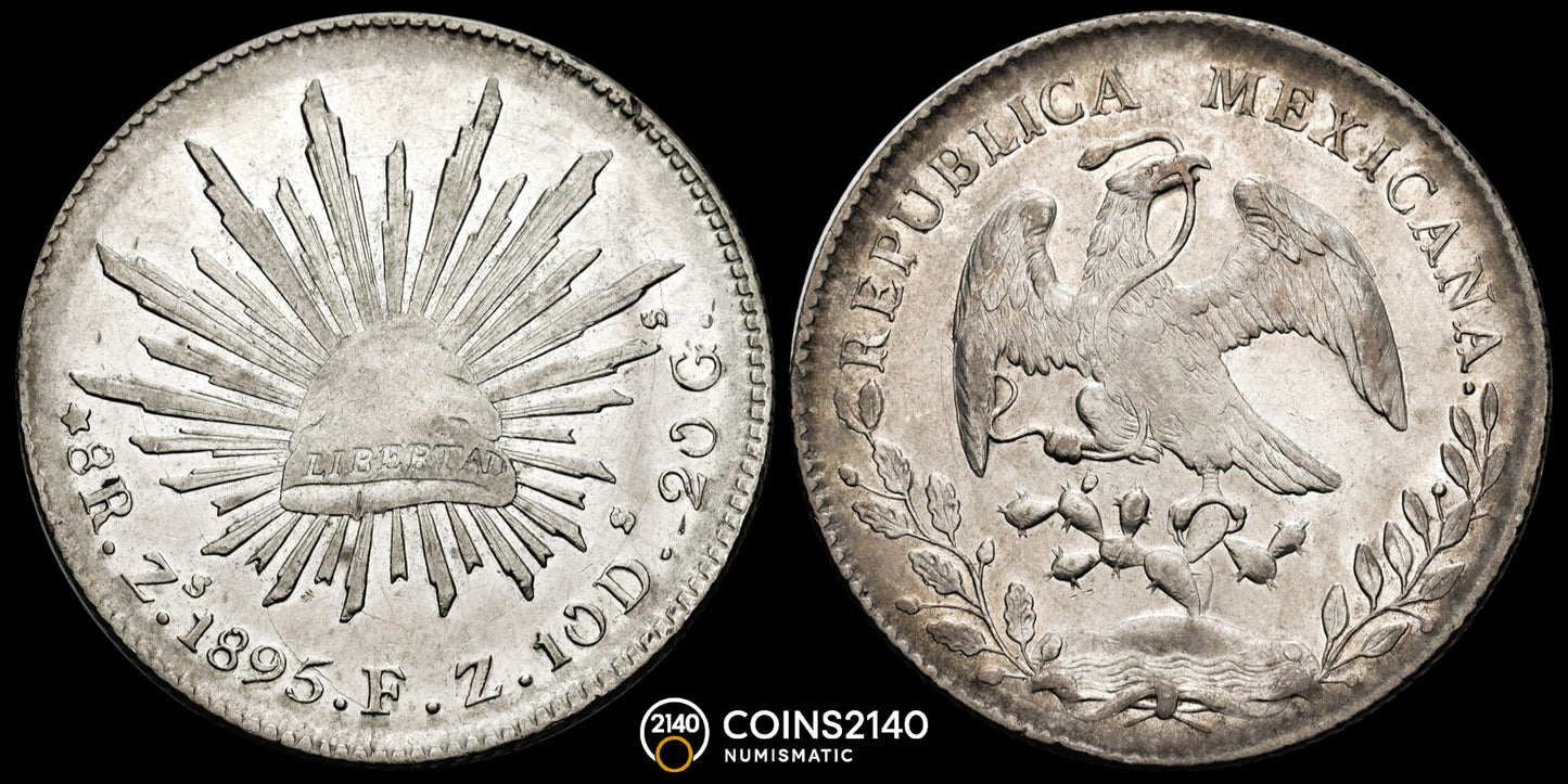 México. 8 Reales. Zacatecas. 1895. F.Z. 27g.