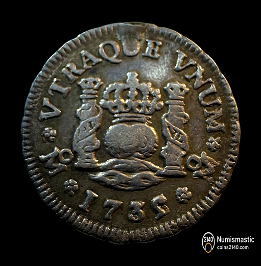 Felipe V (1700-1746). 1/2 Real. 1735/3. México. (Cal-254v). Ag. 1,61g.