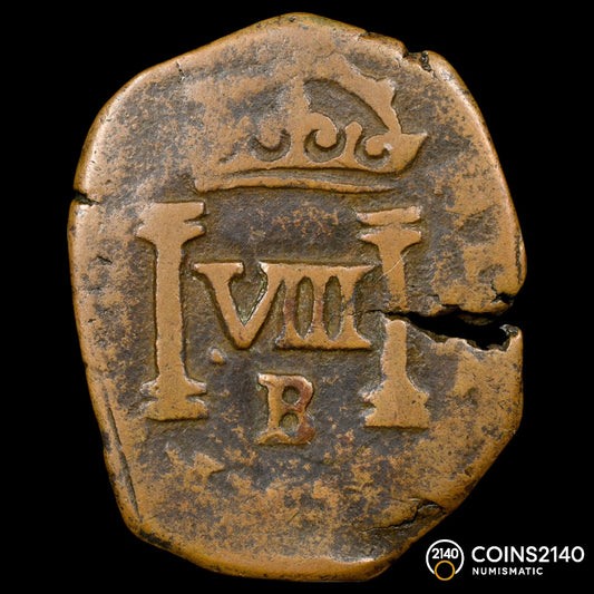 [NGC TOP POP] Felipe IV (1621-1665). 8 maravedís. (1660). Burgos. (AC - 301). (JaraboSanahuja - L01 Plate Coin). 8,14g. NGC F15 BN.