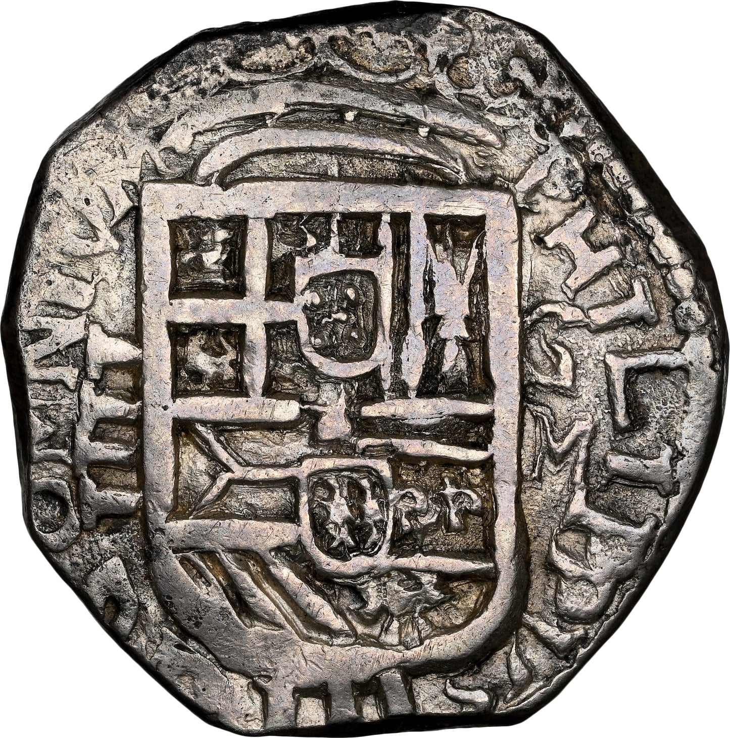 Felipe III (1598-1621). 4 reales. 1610/09. Granada. M. (Cal-727 Mismo Ejemplar). (Jarabo-Sanahuja-B26 Mismo Ejemplar). Ag. 13,84g. NGC AU Details (Cleaned).