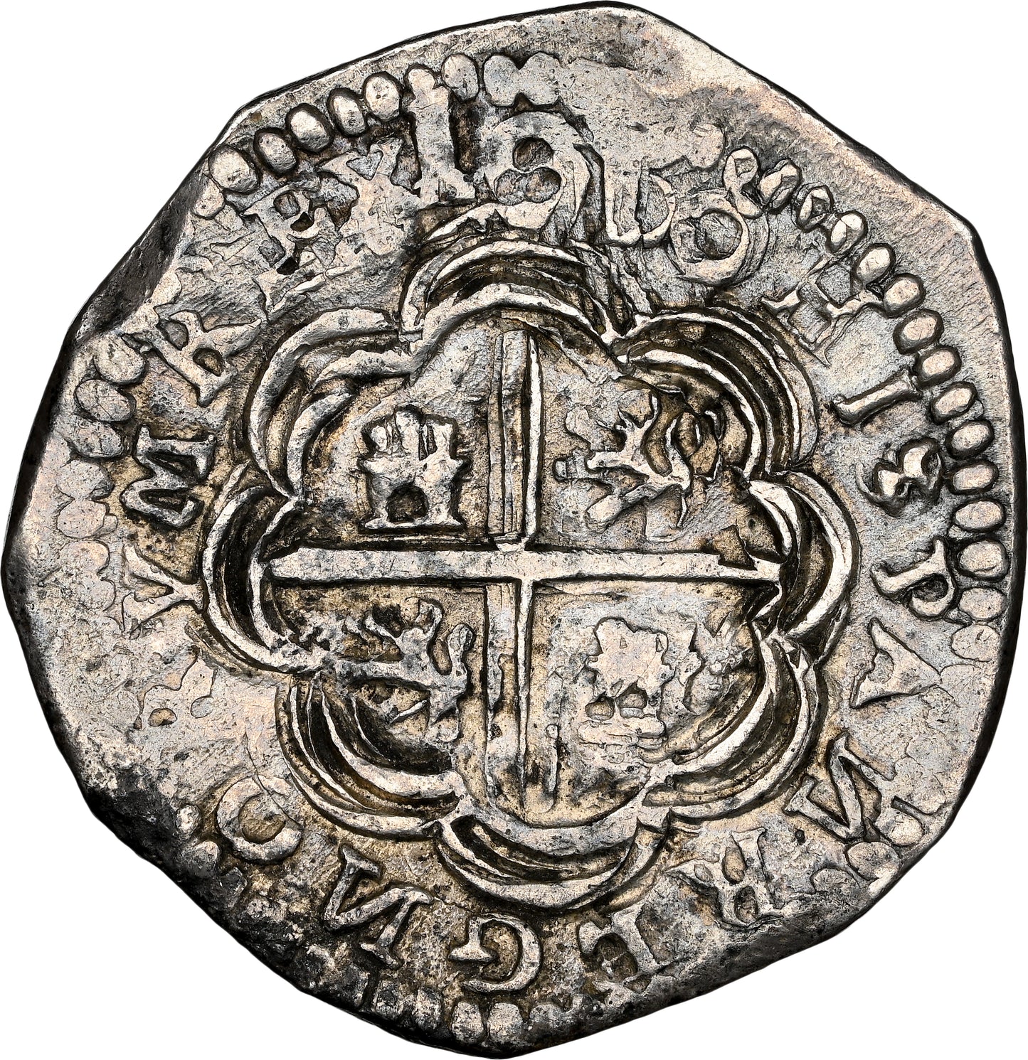 Felipe III (1598-1621). 4 reales. 1610/09. Granada. M. (Cal-727 Mismo Ejemplar). (Jarabo-Sanahuja-B26 Mismo Ejemplar). Ag. 13,84g. NGC AU Details (Cleaned).