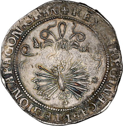[NGC TOP POP] Reyes Católicos (1474-1504). 4 reales. (1556-1560). Sevilla. Estrella. (Cal-561). Ag. 13,25g. NGC AU55.