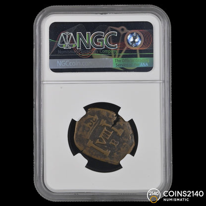 [NGC TOP POP] Felipe IV (1621-1665). 8 maravedís. (1660). Burgos. (AC - 301). (JaraboSanahuja - L01 Plate Coin). 8,14g. NGC F15 BN.