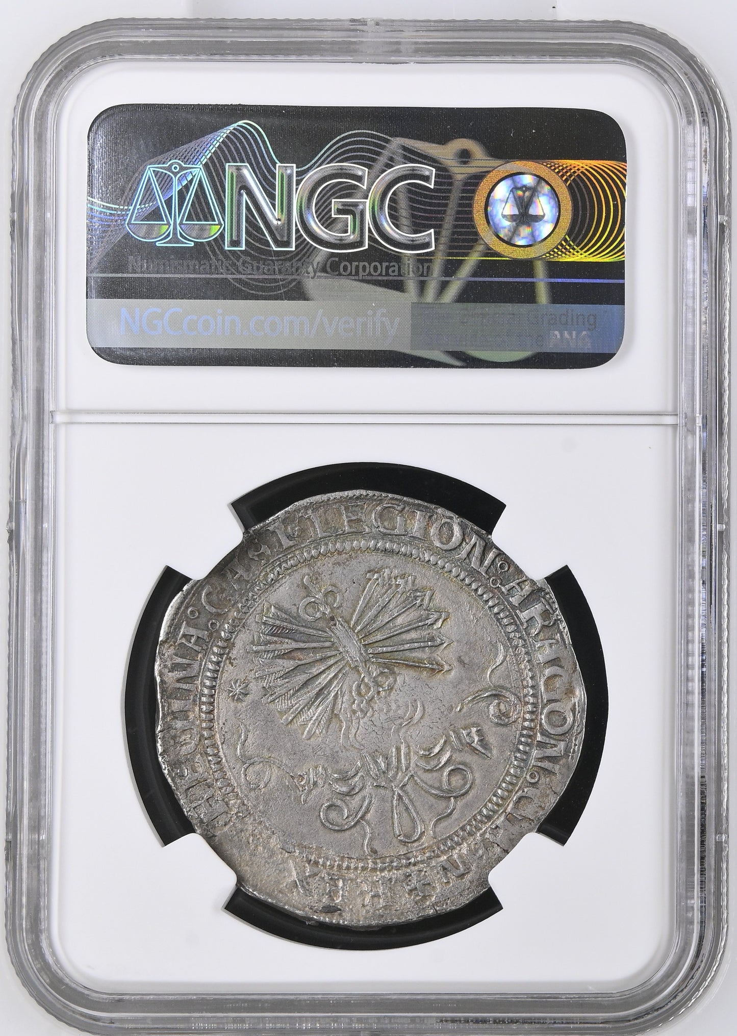 [NGC TOP POP] Reyes Católicos (1474-1504). 4 reales. (1556-1560). Sevilla. Estrella. (Cal-561). Ag. 13,25g. NGC AU55.