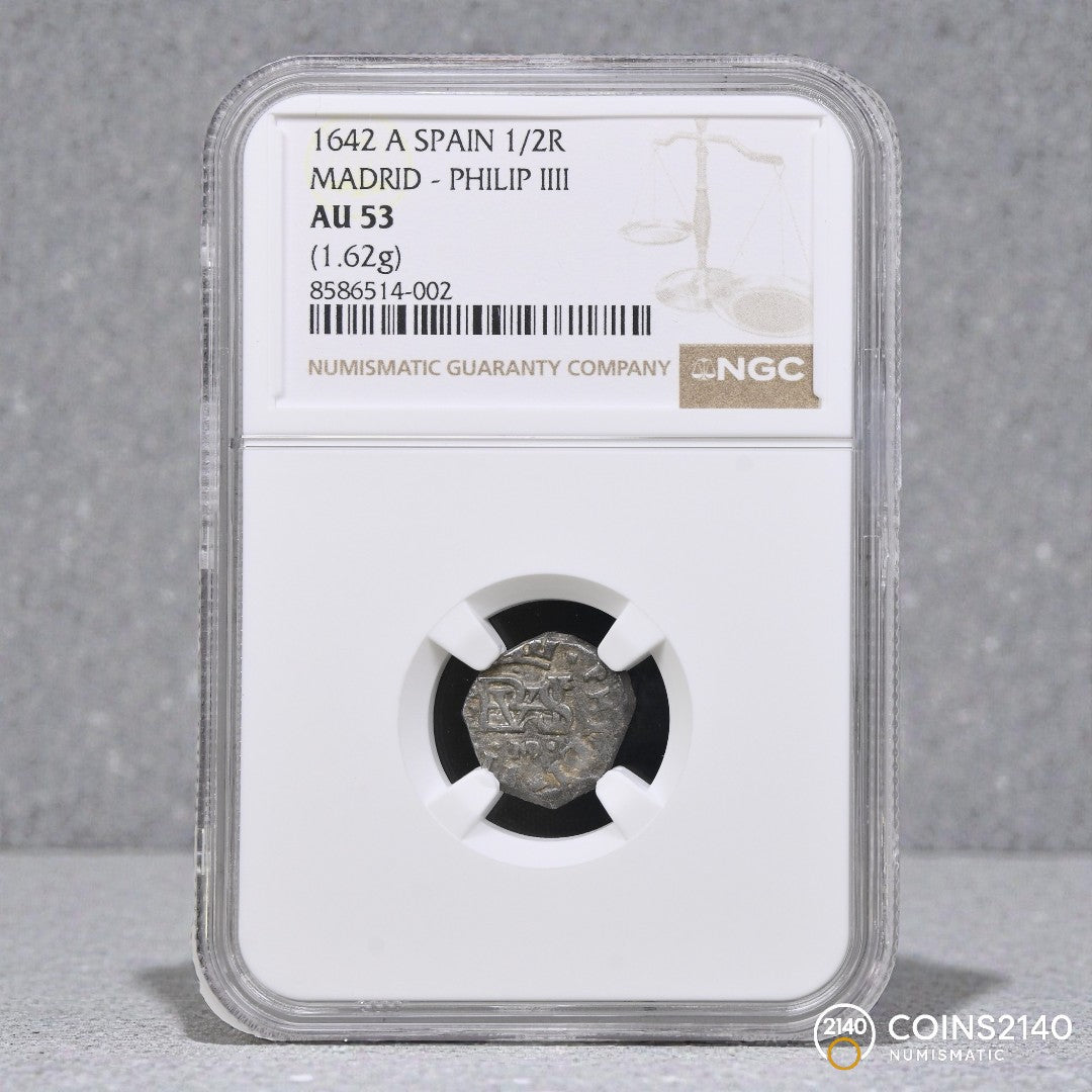 [NGC TOP POP] Felipe IV (1621-1665). 1/2 real. B. 1642. Madrid. (AC-547). (Jarabo-Sanahuja-C226). 1,62g. NGC AU53