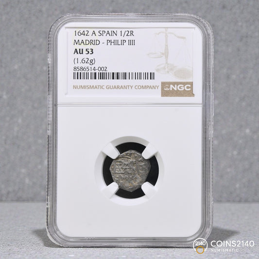 [NGC TOP POP] Felipe IV (1621-1665). 1/2 real. B. 1642. Madrid. (AC-547). (Jarabo-Sanahuja-C226). 1,62g. NGC AU53