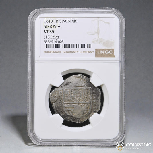 [NGC TOP POP] Felipe III (1598-1621). 4 reales. 1613. Segovia. B/Arbol/A. (AC-Unlistaed/Nocita). (JaraboSanahuja-Unlistaed/Nocita). 13,05g. NGC VF35