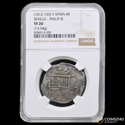 Felipe III (1598-1621). 4 reales. 1613-15. Sevilla. V. (AC-813). (Jarabo-Sanahuja-B408). 13,54g.