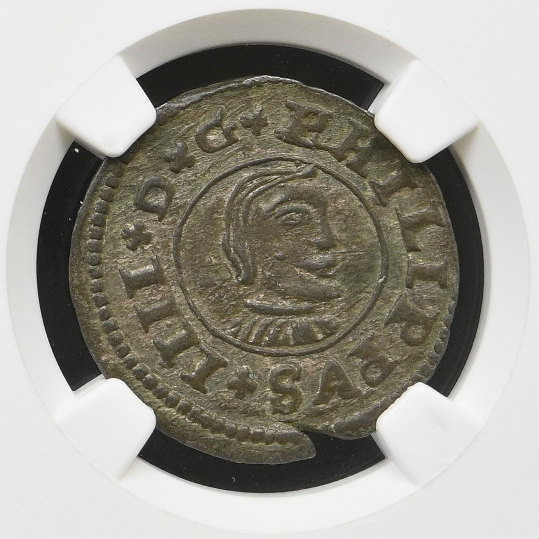 [NGC TOP POP] Felipe IV (1621-1665). 16 maravedís. 1664. Coruña. (AC-320). (Jarabo-Sanahuja-M132). NGC AU58