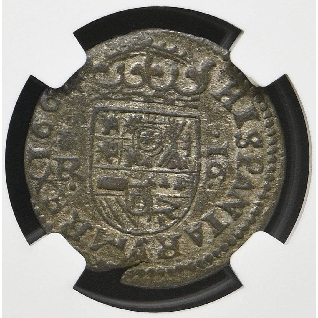 [NGC TOP POP] Felipe IV (1621-1665). 16 maravedís. 1664. Coruña. (AC-320). (Jarabo-Sanahuja-M132). NGC AU58