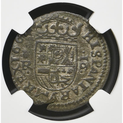 [NGC TOP POP] Felipe IV (1621-1665). 16 maravedís. 1664. Coruña. (AC-320). (Jarabo-Sanahuja-M132). NGC AU58