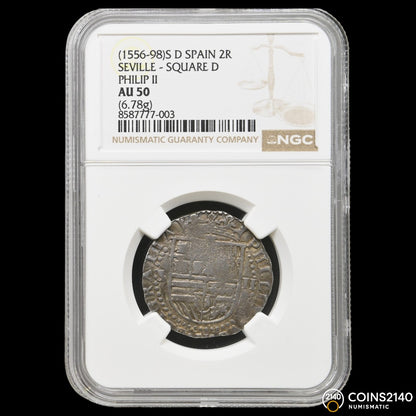 Felipe II (1566-1598). 2 Reales. S/F. Sevilla. F/C. (AC-No cita). (Jarabo-Sanahuja-A673). 6,78g.