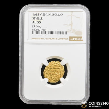 [NGC TOP POP] Felipe III (1598-1621). 1 escudo. 1615. Sevilla. V. (AC-1024). (Tauler-62). 3,36g. NGC AU55.