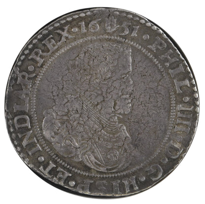 [NGC TOP POP] Felipe IV (1621-1665). 1 ducatón. 1651. Amberes / Antwerpen. (Tauler-2912). (DAV-4454). Ag. 32,26g. NGC AU53.