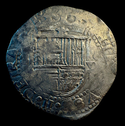 Felipe II (1566-1598). 8 reales. Sin Fecha. Sevilla. D cuadrada. (Cal-720). (Jarabo-Sanahuja-A557). Ag. 26,46g.