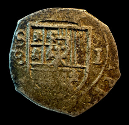Felipe II (1566-1598). 1 real. 1597. Sevilla. B. Tipo “OMNIVM”. (Cal-275). (Jarabo-Sanahuja-A766). Ag. 3,35g.