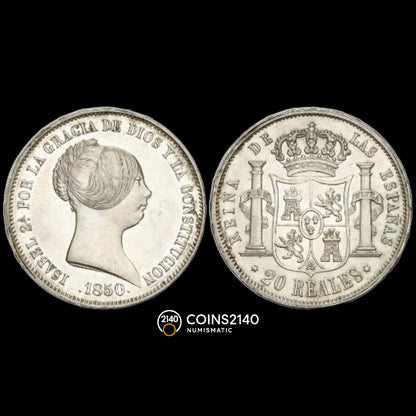 Isabel II (1833-1868). 20 reales. 1850. Madrid. (AC-592). 26,01g.