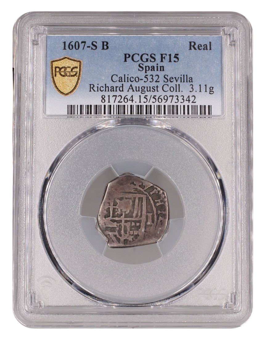Felipe III (1598-1621). 1 real. 1607. Toledo. (C). (Cal-Nocita/unlisted). (Jarabo-Sanahuja-Nocita/unlisted). Ag. 3,11g. PCGS F15.