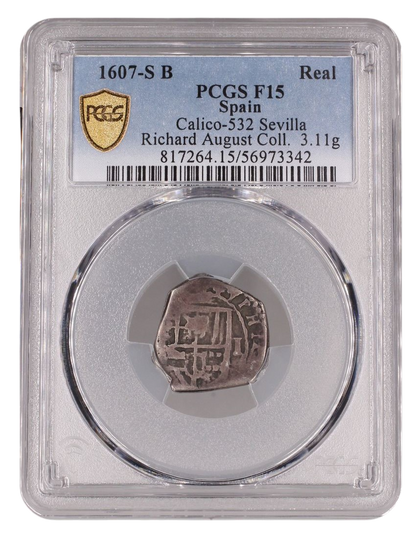 Felipe III (1598-1621). 1 real. 1607. Toledo. (C). (Cal-Nocita/unlisted). (Jarabo-Sanahuja-Nocita/unlisted). Ag. 3,11g. PCGS F15.
