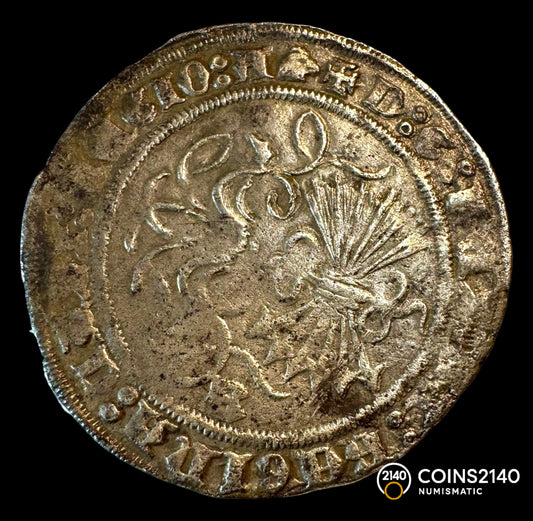 Reyes Católicos (1474-1504). 1 real. Burgos. (AC-303). Ag. 3,24g.