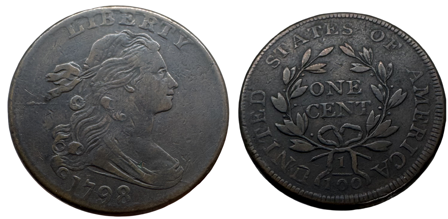Estados Unidos. One cent. 1798. Draped Bust Cents. Ae. 11,15 g.